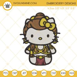 Hello Kitty Leia Slave Machine Embroidery Designs, Star Wars Embroidery Files