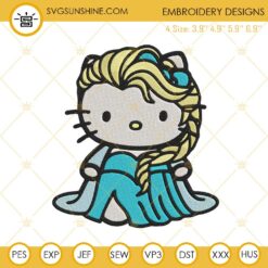 Hello Kitty Princess Elsa Machine Embroidery Design Files