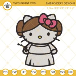 Hello Kitty Princess Leia Machine Embroidery Designs, Star Wars Kitty Cat Embroidery Files