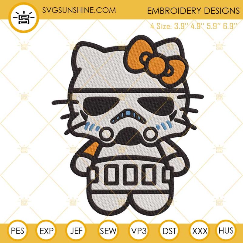 Hello Kitty Stormtrooper Machine Embroidery Files, Cute Kitty Cat Star ...