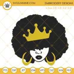 African Woman Crown Embroidery Design, Black Girl Embroidery File
