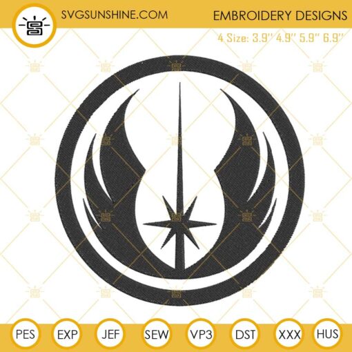 Jedi Order Symbol Embroidery Designs, Star Wars Embroidery Files