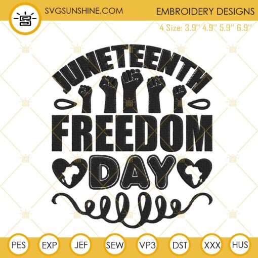 Juneteenth Freedom Day Fist Hand Embroidery Design Files