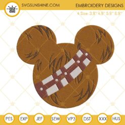 Chewbacca Mickey Head Machine Embroidery Designs, Disney Mouse Star Wars Embroidery Files