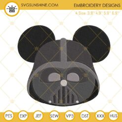 Darth Vader Mickey Head Machine Embroidery Designs, Disney Mouse Star Wars Embroidery File