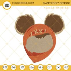 Ewok Mickey Head Machine Embroidery Designs, Disney Star Wars Embroidery File