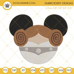 Princess Leia Mickey Ears Machine Embroidery Designs, Mickey Mouse Star Wars Embroidery Files