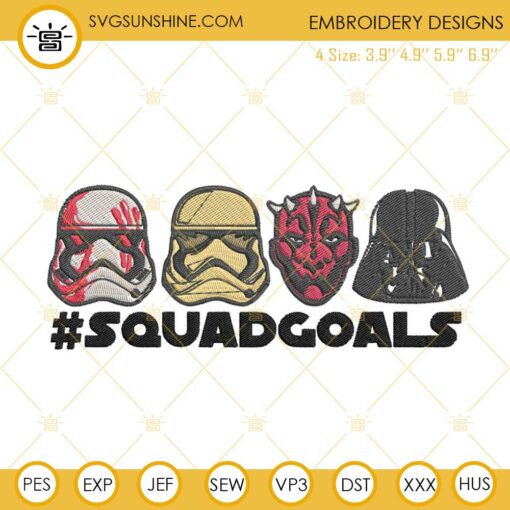 Star Wars Squadgoals Embroidery Designs, Disney Star Wars Embroidery Files