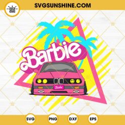 Barbie Convertible Car SVG, Pink Baby Doll Car SVG, 80s Retro Palms And Sunset SVG, Barbie Movies SVG PNG DXF EPS Cut Files