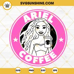 Black Ariel Coffee SVG, The Little Mermaid Starbucks Logo SVG PNG DXF EPS Files