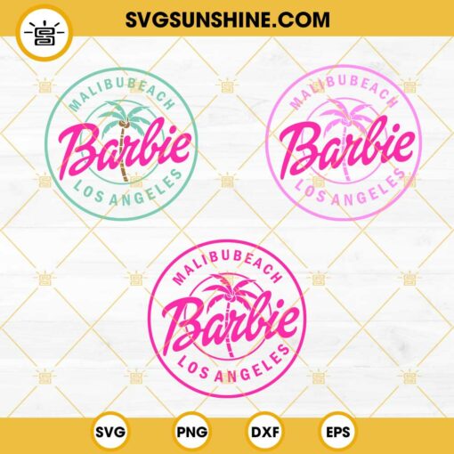 Malibu Beach Barbie SVG Bundle, Pink Doll SVG, Barbie Los Angeles SVG, Doll Girly Beach SVG