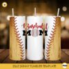 Baseball Mom Wood Print 20oz Skinny Tumbler Wrap PNG, Sport Tumbler Template PNG Sublimation