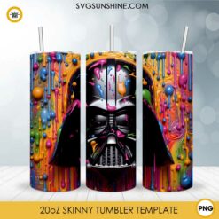 Darth Vader Helmet Colorful 3D 20oz Skinny Tumbler Wrap PNG, Star Wars Tumbler Template PNG Sublimation