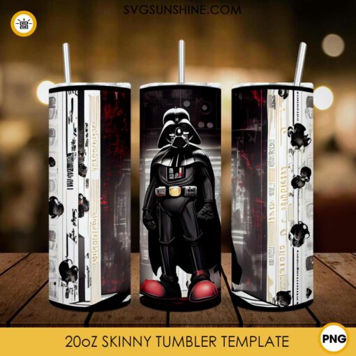 Darth Vader Vintage 20oz Skinny Tumbler Wrap PNG, Classic Star Wars Tumbler Template PNG Sublimation