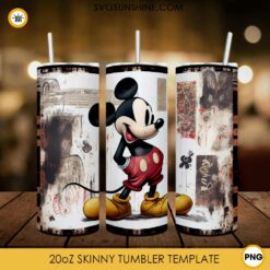 Mickey Mouse Vintage 20oz Skinny Tumbler Wrap PNG, Walt Disney Tumbler Template PNG Sublimation