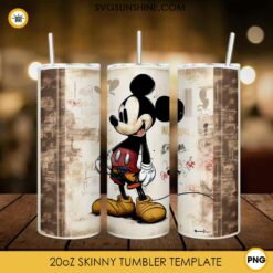 Mickey Vintage 20oz Skinny Tumbler Wrap PNG, Classic Disney Mouse Tumbler Template PNG Sublimation