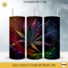 Weed Leaf Colorful Glitter 20oz Skinny Tumbler Wrap PNG, Marijuana Tumbler Template PNG Sublimation