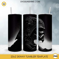 Darth Vader Artwork 20oz Skinny Tumbler Wrap PNG, Star Wars Fine Art Tumbler Template PNG Sublimation