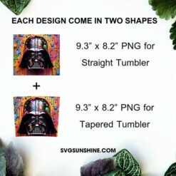 Darth Vader Helmet Colorful 3D 20oz Skinny Tumbler Wrap PNG, Star Wars Tumbler Template PNG Sublimation