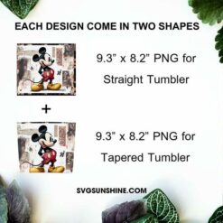 Mickey Mouse Vintage 20oz Skinny Tumbler Wrap PNG, Walt Disney Tumbler Template PNG Sublimation