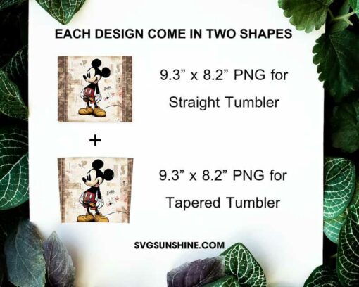 Mickey Vintage 20oz Skinny Tumbler Wrap PNG, Classic Disney Mouse Tumbler Template PNG Sublimation