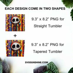 Cute Jack Skellington 3D Puff 20oz Skinny Tumbler Wrap PNG, The Nightmare Before Christmas Tumbler Template PNG