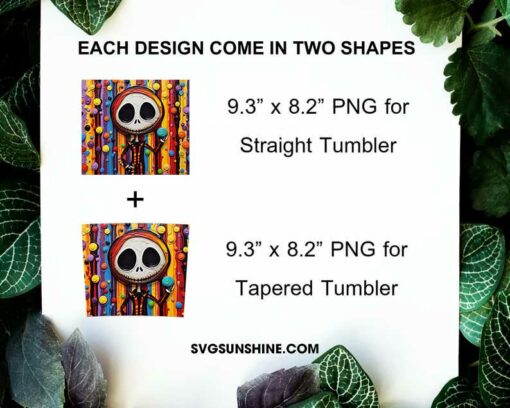 Cute Jack Skellington 3D Puff 20oz Skinny Tumbler Wrap PNG, The Nightmare Before Christmas Tumbler Template PNG