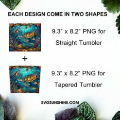 Colorful Sea Turtle And Fish 20oz Skinny Tumbler Wrap PNG, The Sea Tumbler Template PNG Sublimation