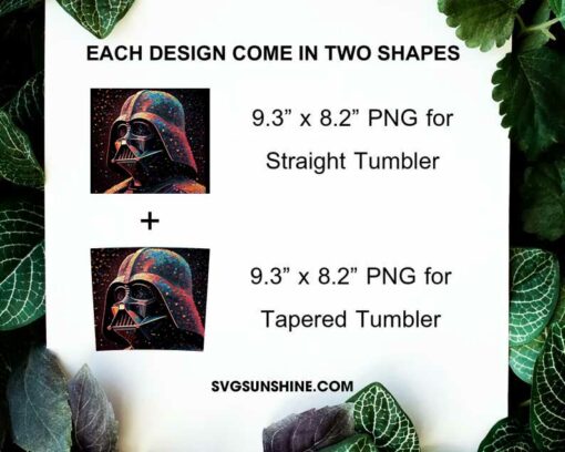Darth Vader Colorful Abstract 20oz Skinny Tumbler Wrap PNG, Star Wars Art Tumbler Template PNG Sublimation