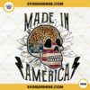 Leopard Skull Sunflower Made In America PNG, USA Patriotic PNG, Funny 4th Of July PNG