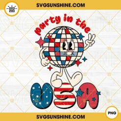 Party In The USA Disco Ball PNG, Retro Vintage 4th Of July PNG, American PNG