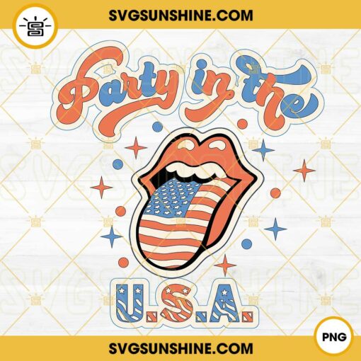 Party In The USA Tongue Lips PNG, Funny Fourth Of July PNG, Independence Day PNG