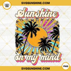 Sunshine On My Mind PNG, Vintage Retro PNG, Summer Beach Motivational Quotes PNG