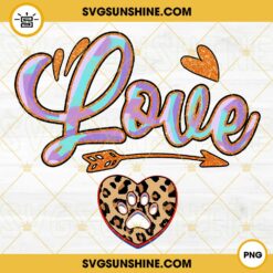Love Dog PNG, Paw Prints Leopard PNG, Cute Dog Lover PNG Instant Download