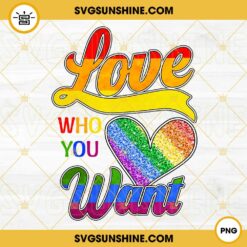 Love Who You Want LGBT PNG, Rainbow Heart Glitter PNG, Pride Month PNG Design Download