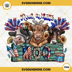 Red White Moo PNG, 4th Of July Cows PNG Digital Design