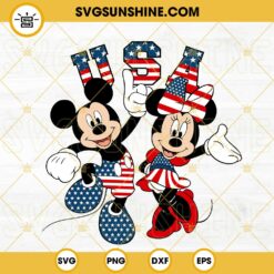 Mickey And Minnie USA SVG, Disney Mouse Patriotic SVG, 4th Of July SVG PNG DXF EPS