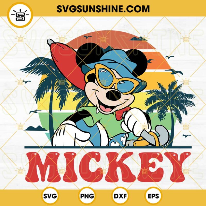Mickey Retro Sunset Summer SVG, Mickey Mouse Beach SVG, Disney Family