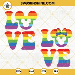 Mickey And Minnie Head Rainbow Love SVG, LGBT Pride Disney Mouse SVG, Funny LGBT Community SVG PNG DXF EPS Cricut