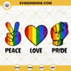 Peace Love Pride SVG, Gay Pride SVG, Rainbow Hand SVG, LGBT Month SVG PNG DXF EPS Files