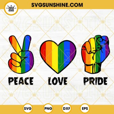 Peace Love Pride SVG, Gay Pride SVG, Rainbow Hand SVG, LGBT Month SVG ...