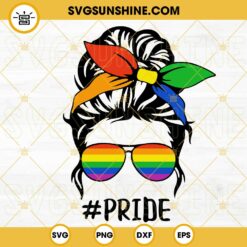 Pride Mom Messy Bun SVG, LGBT Mom SVG, Lesbian Pride SVG PNG DXF EPS Cricut