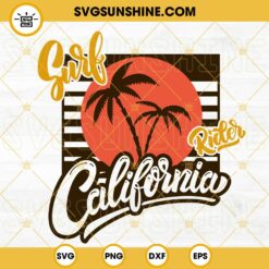 California Surf Rider SVG, Vintage Sunset SVG, Ocean SVG, Beach Vacation SVG PNG DXF EPS Cricut