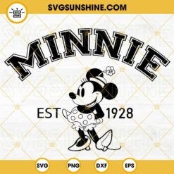 Minnie Est 1928 SVG, Minnie Duck SVG, Vintage Disney Mouse SVG, Mickey Girl Friend SVG PNG DXF EPS