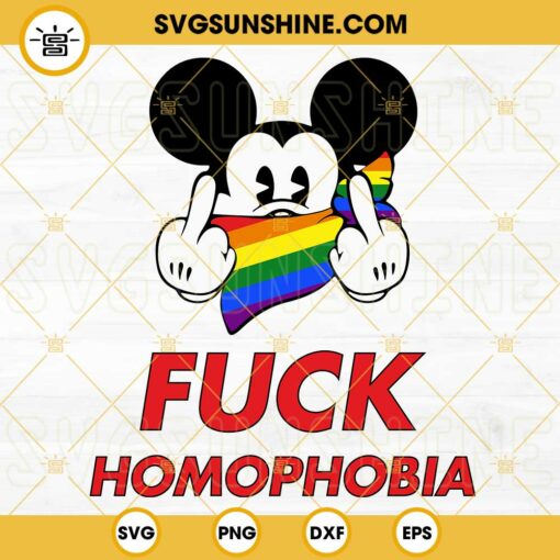 Mickey Mouse Fuck Homophobia SVG, Rainbow Bandana SVG, Funny LGBT SVG, Pride Month SVG PNG DXF EPS