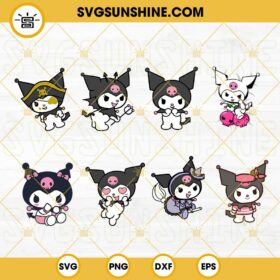 Kuromi SVG Bundle, Hello Kitty Rabbit Evil SVG, Sanrio SVG PNG DXF EPS