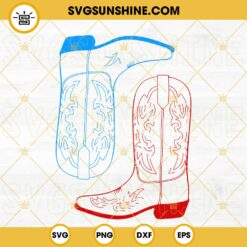 Red And Blue Cowgirl Boots SVG, Patriotic SVG, Western 4th Of July SVG PNG DXF EPS