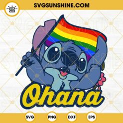 Stitch Ohana Rainbow Flag SVG, Pride SVG, LGBT Family Trip SVG, LGBT Flag SVG PNG DXF EPS