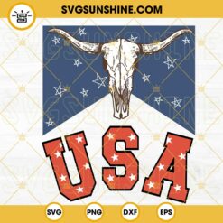 Bull Skull USA SVG, American Flag SVG, Patriotic Western SVG, 4th Of July Day SVG PNG DXF EPS Files