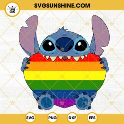 Stitch Pride Heart SVG, LGBT Community SVG, Equality SVG, Funny Disney Pride Month SVG PNG DXF EPS